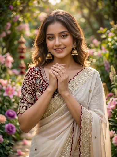 Cream Rangoli Sartin Embroidery Saree With Ready Blouse