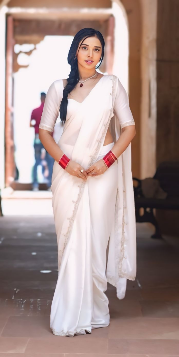 Ready To Wear Satin Silk Saree White