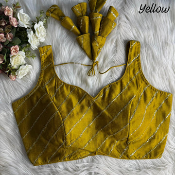 Yellow Havy Jari Embroidery & Sequence Work