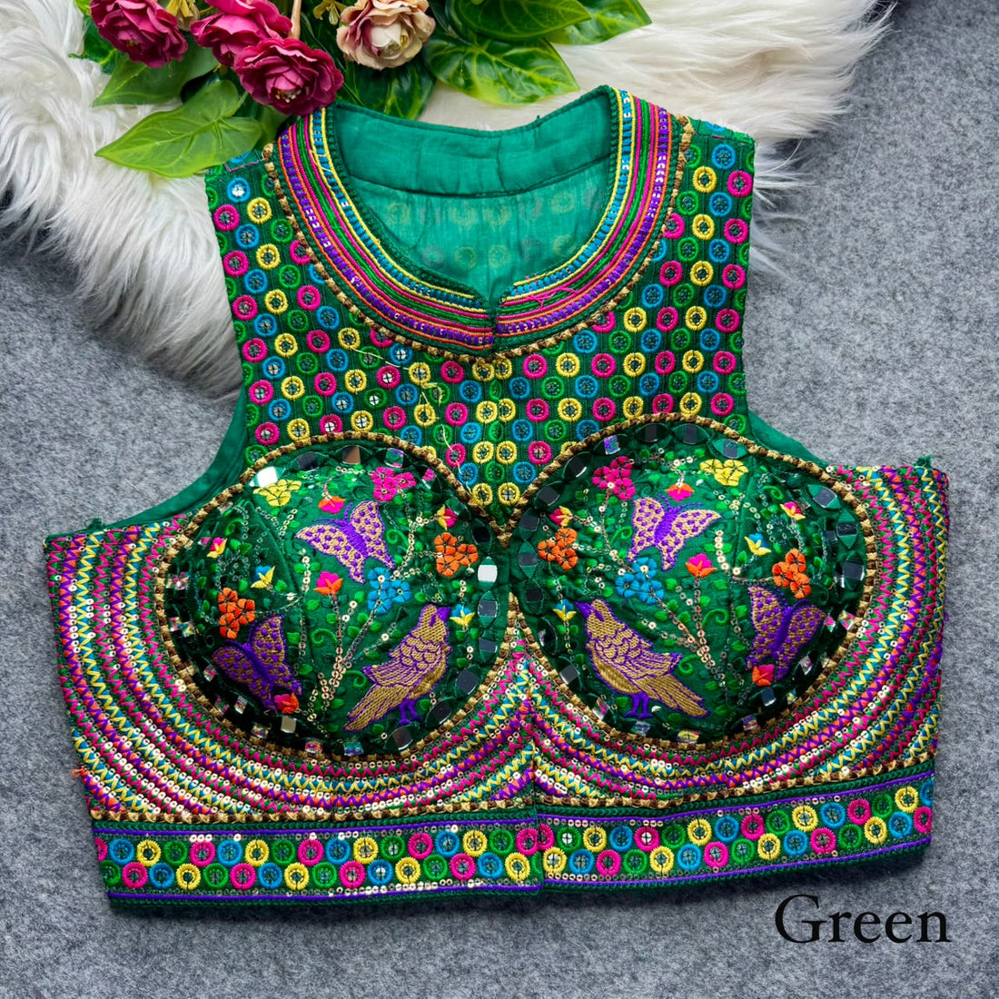 Beautiful Halter Neck Sleeveless Navratri Blouse