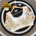 Embroidered white  khadi  blouse with floral  attern