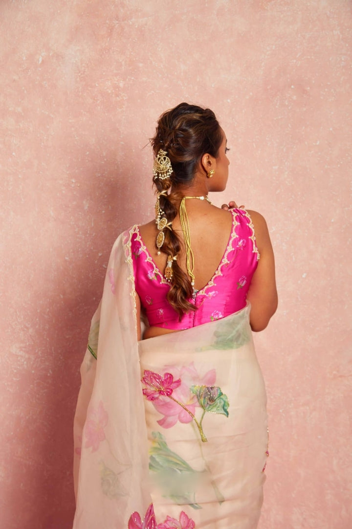 Beautiful Organza Silk Ready to Wear Saree with Stiched Blouse