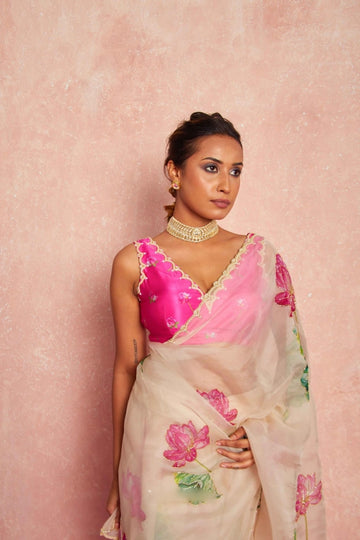 Beautiful Organza Silk Ready to Wear Saree with Stiched Blouse