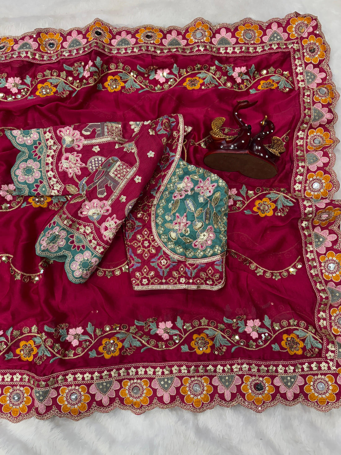 Soft Rangoli Silk Saree with Stiched Blouse