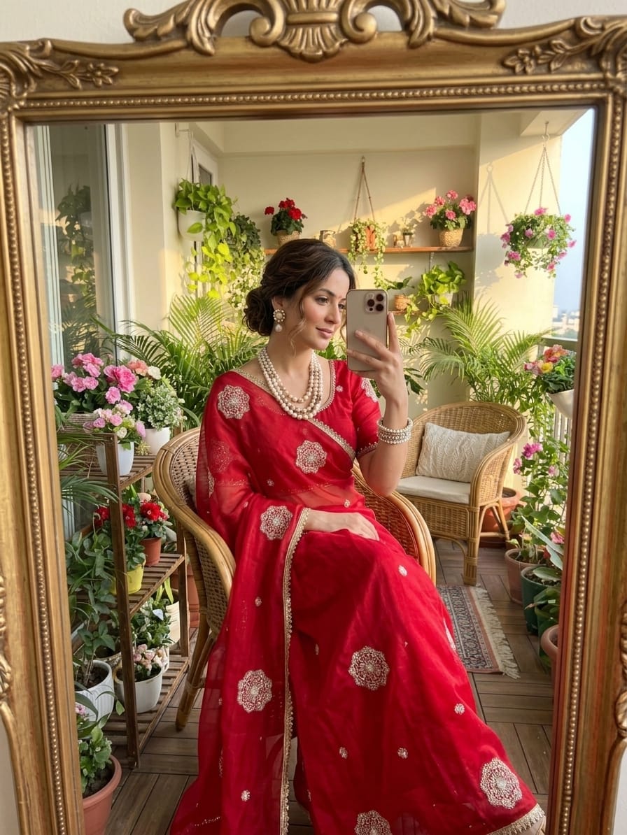 Amazing Designer Embroidery Beats Work Heavy Butta Silk Saree With Stiched Blouse