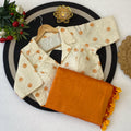  khadi yellow embordiary blouse with yelow saree
